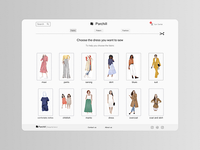 Online fabric store design homepage ui ux