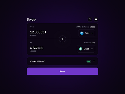 Coin Exchange app btc change coin crypto design feature interface swap ton ui uiux usdt ux uxui web