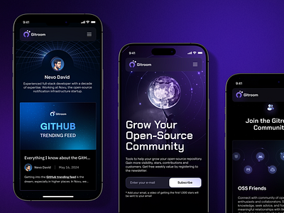 Gitroom landing page design concept 3d ai branding creative dark design designstudio github graphic design illustration interface logo opensource rebranding redesign tech ui uidesign website