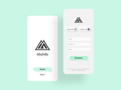 HikeHills – Seamless & Minimalist Login Experience clean login design dribbble showcase hiking app ui intuitive ui minimalist ui mobile app onboarding sign in screen soft pastel colors user friendly design ux design