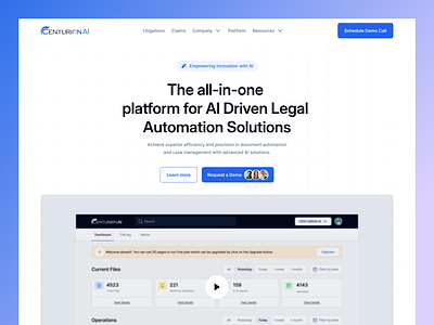 Hero header for Centurion AI header hero landingpage saas uidesign website