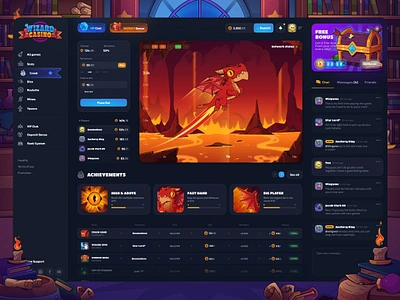 Wizard Casino: Crash Game 2d game achievements casino casino games casual game crash game crypto casino dark interface dark mode dragon gambling game icon game illustration game interface game ui slot game ui ux web design win