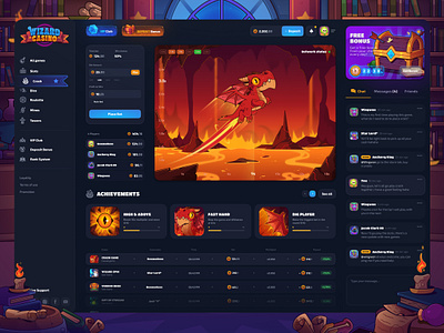 Wizard Casino: Crash Game 2d game achievements casino casino games casual game crash game crypto casino dark interface dark mode dragon gambling game icon game illustration game interface game ui slot game ui ux web design win