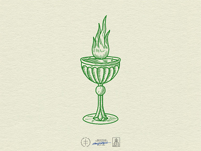 Candle Bar Branded Graphic #2 antique bar brand design brand identity branding branding design chalice cup fire flame green hand drawn identity design logo logo design restaurant sophisticated vintage visual identity water