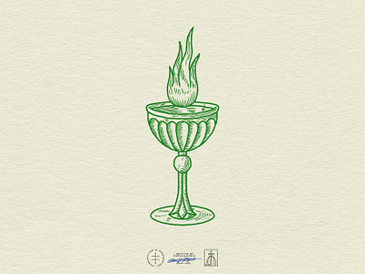 Candle Bar Branded Graphic #2 antique bar brand design brand identity branding branding design chalice cup fire flame green hand drawn identity design logo logo design restaurant sophisticated vintage visual identity water