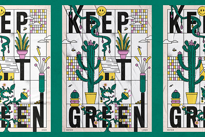 Keep it green - Animated Poster animation des flat gif graphic design illustration motion motion graphics plants vector