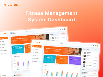 Fitness (dashboard) 3d branding clean dashboard fitness graphic design logo minimal mockup orange ui ux