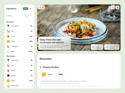 Cooking Recipe App - V3 ai recipe clean cooking app food ingredients green ingredients recipe recipe ai recipemanager ui ux