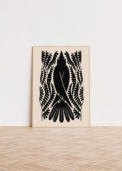 Black Raven Wall Art animal art bird art bird illustration crow art giclée print ida rezaee art idartintricate illustration nature art raven art viking norse mythology