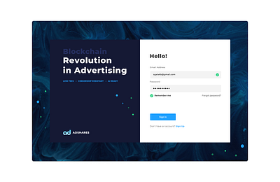 Daily UI #001 - Sign Up blockchain blue clean design functional marble effect minimal modern sign in sign up sign up page ui user interface web design