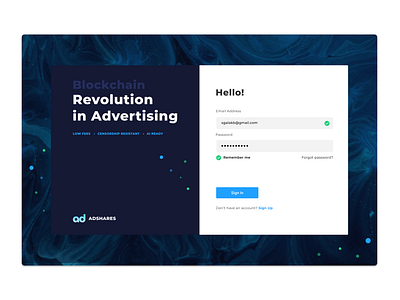 Daily UI #001 - Sign Up blockchain blue clean design functional marble effect minimal modern sign in sign up sign up page ui user interface web design