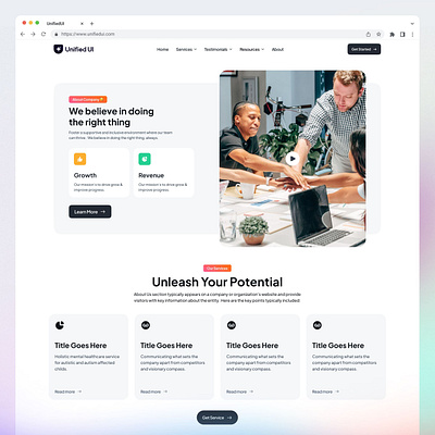 UnifiedUI — About section about section about us design digital business fintech landing landing page tech business ui uiux unified ui unifiedui ux