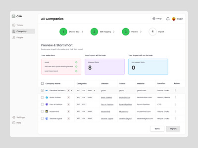 CRM Management ( Lead Import) company crm crm management leads saas ui ux