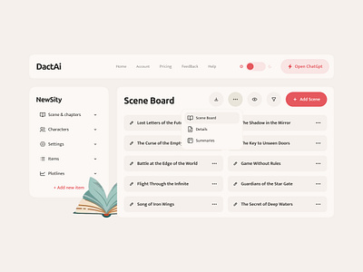 Platform for poets | Scene Board, Artificial intelligence ai app design development no code no code development nocode novels platform poets songs story story page tablet ui web design web development