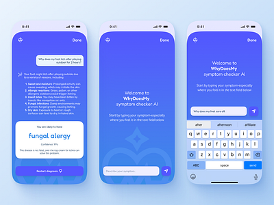 AI health symptom checker & diagnosis mobile app ai ai chat clean disease figma health mobile mobile app ui design ui ux ux