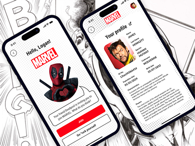 Profile Page Exploration deadpool marvel prototype ui user interface ux wolverine