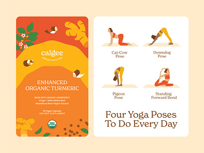 Turmeric Pouch Design & Yoga Poses branding design food health icons identity illustration organic packaging pepper poses spices supplement turmeric vitamins wellness yoga