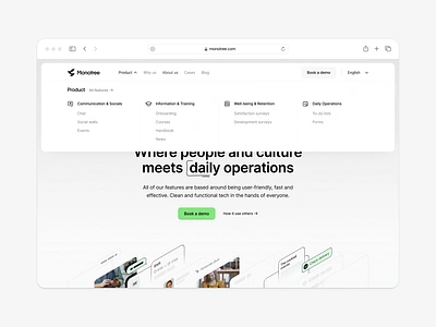 Monotree – Menu brad branding hero section menu product page productivity app saas saas landing submenu visual identity workforce app