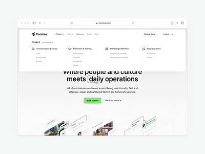 Monotree – Menu brad branding hero section menu product page productivity app saas saas landing submenu visual identity workforce app