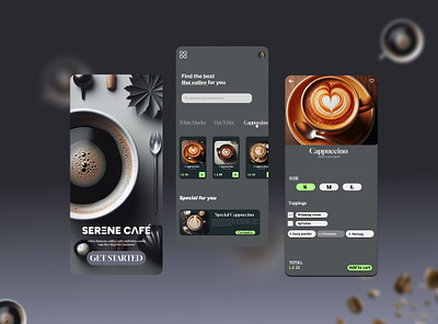 SERENE CAFE app design interface ui