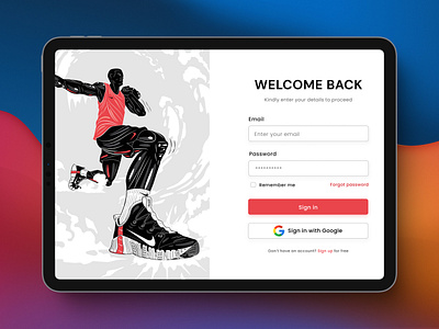 Sports Page Login UI Web Design | Sign Up Page animation branding creativr design figma graphic design hero section illustration landing page login logo minimalistic sign in sign up sports ui ui design ux webdesign website