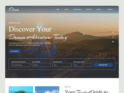 Elena- Discover Your Next Adventure with Elena growlence landing page landing page design logo travel agency travel landing page website design