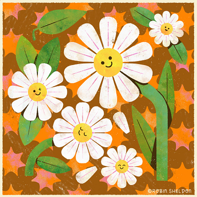 D cute daisy design digital digital illustration drawtober fall illustration october challenge peachtober peachtober24 peachtober24daisy robin sheldon