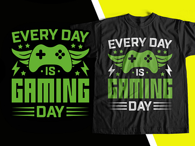 Gaming t shirt design | Every day is Gaming day tshirt apparel clothing game game t shirt gaming t shirt graphic design graphic t shirt illustration merchandise merchandise graphic design shirt design t shirt t shirt design t shirts tee design tshirt typography video game shirt video game t shirt designs video game tees