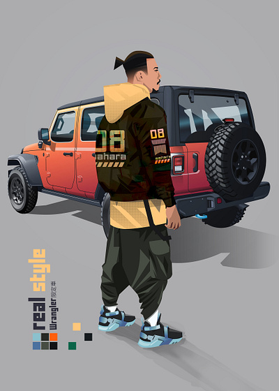 Real Style Wrangler - Characters Part II car character design fashion graphic design illustration jeep print product vector