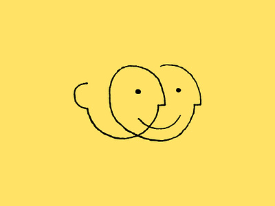 Line Illustration ''A Smile for Two'' abstract app illustration artwork brand illustration contemporary art faces graphic design happy illustration line art line art emotions line art faces minimalist drawing minimalist figures minimalist line art minimalist portrait modern minimalism simplicity smile yellow