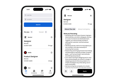 Job description app job mobile ui ux vacancies