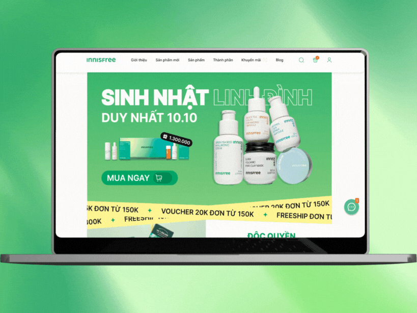 Innisfree - Skincare & Beauty Products Landing Page Redesign beauty cosmetic graphic design innisfree landingpage motion skincare ui uiux ux webdesign website