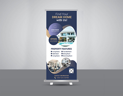 Real State Roll-up Banner Design graphic design poster design roll up banner