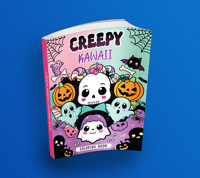 Creepy Kawaii Coloring Book amazon kdp halloween book creepy kawaii halloween adults book halloween book cover illustration kdp