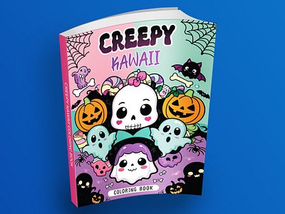 Creepy Kawaii Coloring Book amazon kdp halloween book creepy kawaii halloween adults book halloween book cover illustration kdp