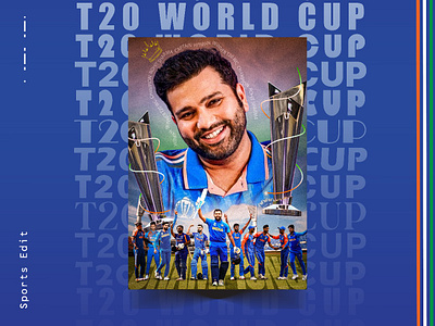 Sports Edit of Indian Team - Winner of T20 World Cup. cricket design graphic design illustration illustrator indesign india indian team movie poster sports edit vector