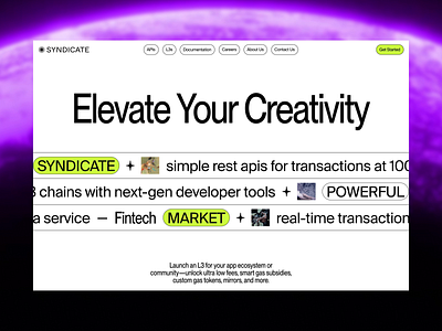Syndicate Web3 Website about acid b2b black branding crypto defi design home landing minimalistic nft slider typography ui ux web web design website white