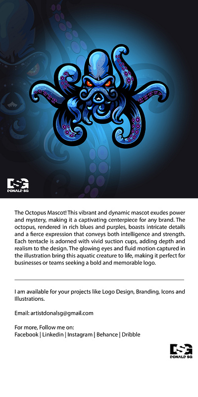 Dynamic Octopus Mascot branding character digital illustration graphic design logo mascot design mascot logo octopus octopus mascot octopus vector