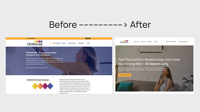 Before & After for HVAC Company airconditioning app appdesign beforeandafter branding cold design figma heat heating herosection hvac illustration ios logo roastchallenge temperature ui ux yellow