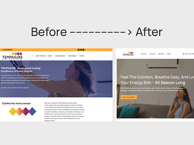 Before & After for HVAC Company airconditioning app appdesign beforeandafter branding cold design figma heat heating herosection hvac illustration ios logo roastchallenge temperature ui ux yellow