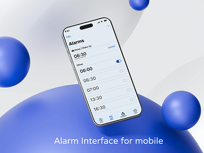 Alarm Interface for Mobile alarmdesign community design graphic design illustration mobile mobiledesign product design redesign ui uiux userexperience userinterface