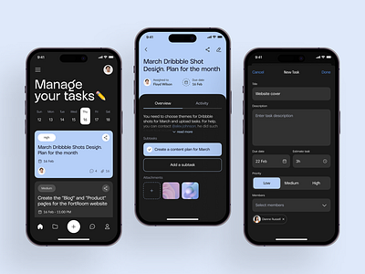 Task Management App: iOS/Android UI app design graphics management task taskmanagement taskmanagerui timemanage todo ui ux web