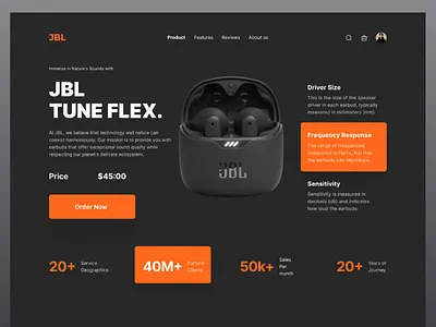 JBL - Product Landing Page UI 2024 airbudes illustration jbl landing page product landing page trendy ui ux website