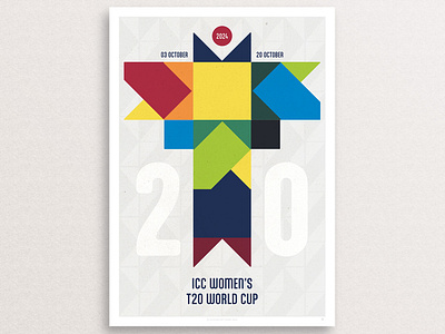 Women's T20 World Cup 2024 Poster art print colourful cricket design illustration mosaic pattern poster print sport sport poster t20 womens cricket womens sport