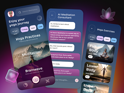 Ai Meditation Consultant App Concept ai concept design health and fitness meditation app ui wellness app workout app yoga teacher