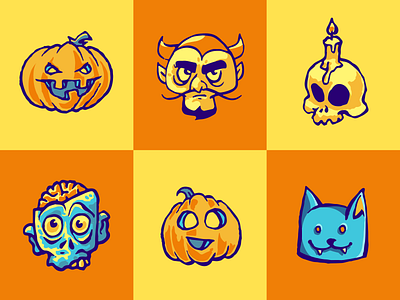 Halloween illustrations cat event flat halloween hand drawn icon set illustration illustrator lantern november october party skull vector vector art vector illustration zombie