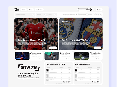 Club King Web Design cr7 design fifa figma football game graphic design player product ronaldo saas soccer sport ui ux uxui web web application web design website