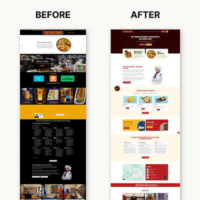 Restaurant Website Redesign before after branding design food redesign restaurant ui uiux website