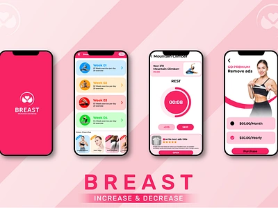 BREAST INCREASE DECREASE APP UI appstore figma mobile app playstore prototype ui uiux user interface