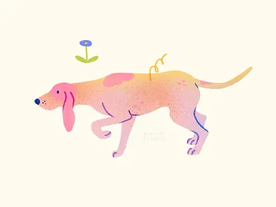 Porcelaine Hound Dog Illustration animal art animal artist color digital art digital illustration dog dog art dog illustration flower gradient hound hound dog hunting dog pastel rainbow